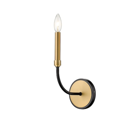 Z-Lite Haylie 1 Light Wall Sconce, Matte Black & Olde Brass 479-1S-MB-OBR